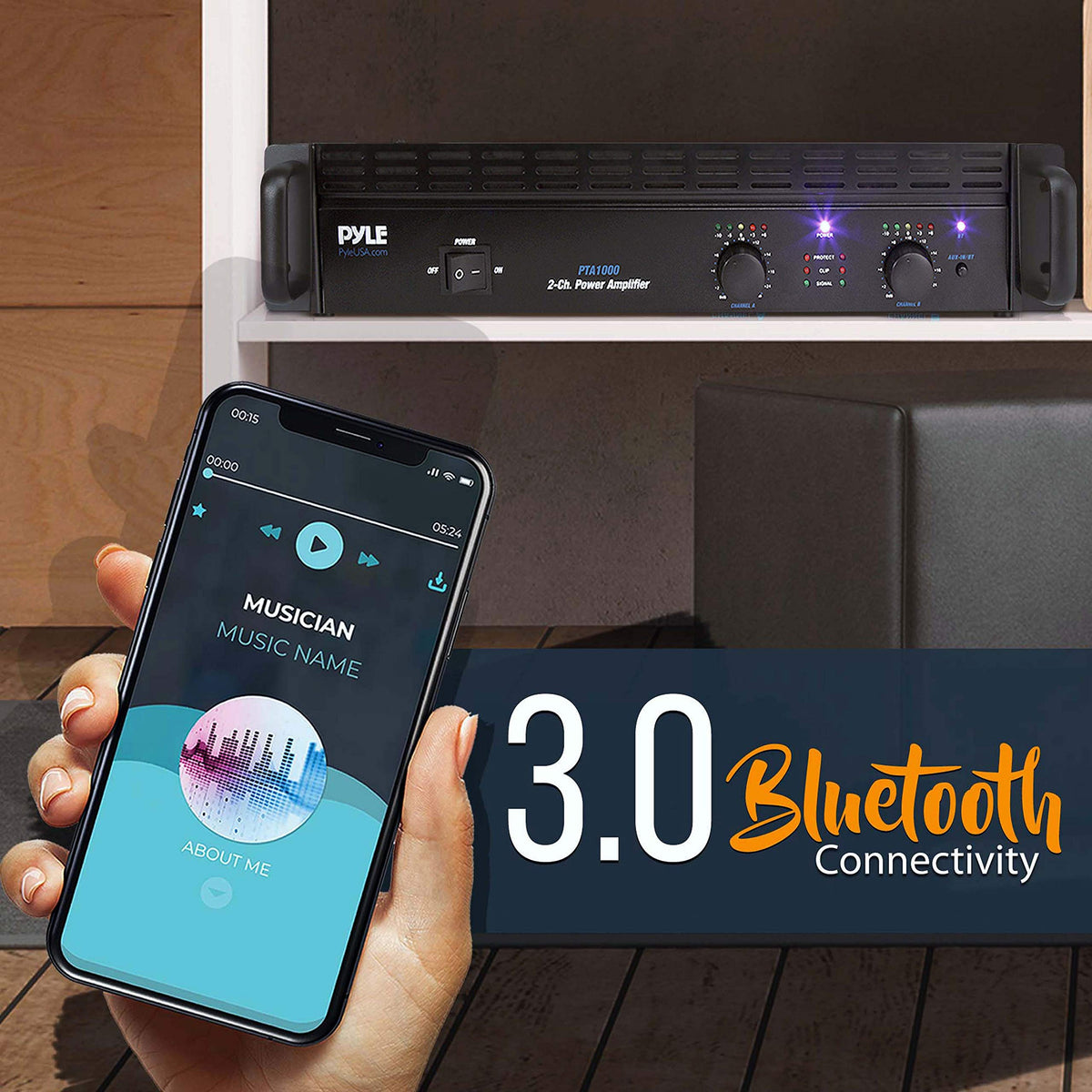 1000 Watt 2-Channel Bluetooth Power Amplifier D6495