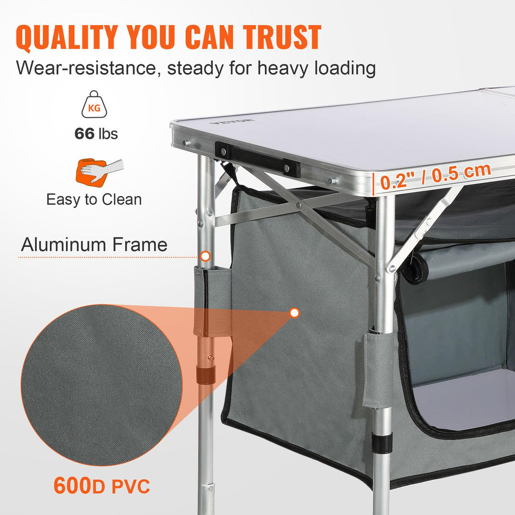 Folding Camping Cooking Table with Storage Organizer C20200