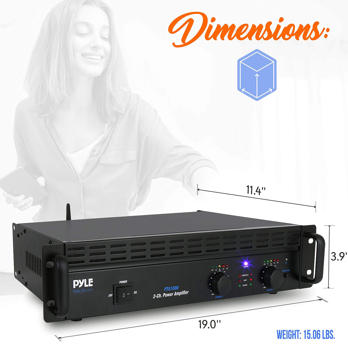 1000 Watt 2-Channel Bluetooth Power Amplifier D6495