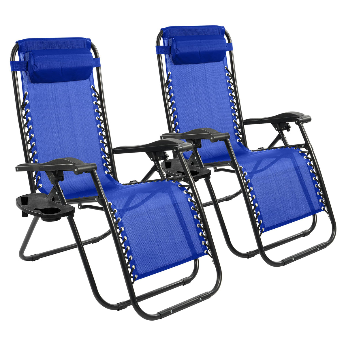 Zero Gravity Chair Set of 2 with Cup Holder Blue M437078