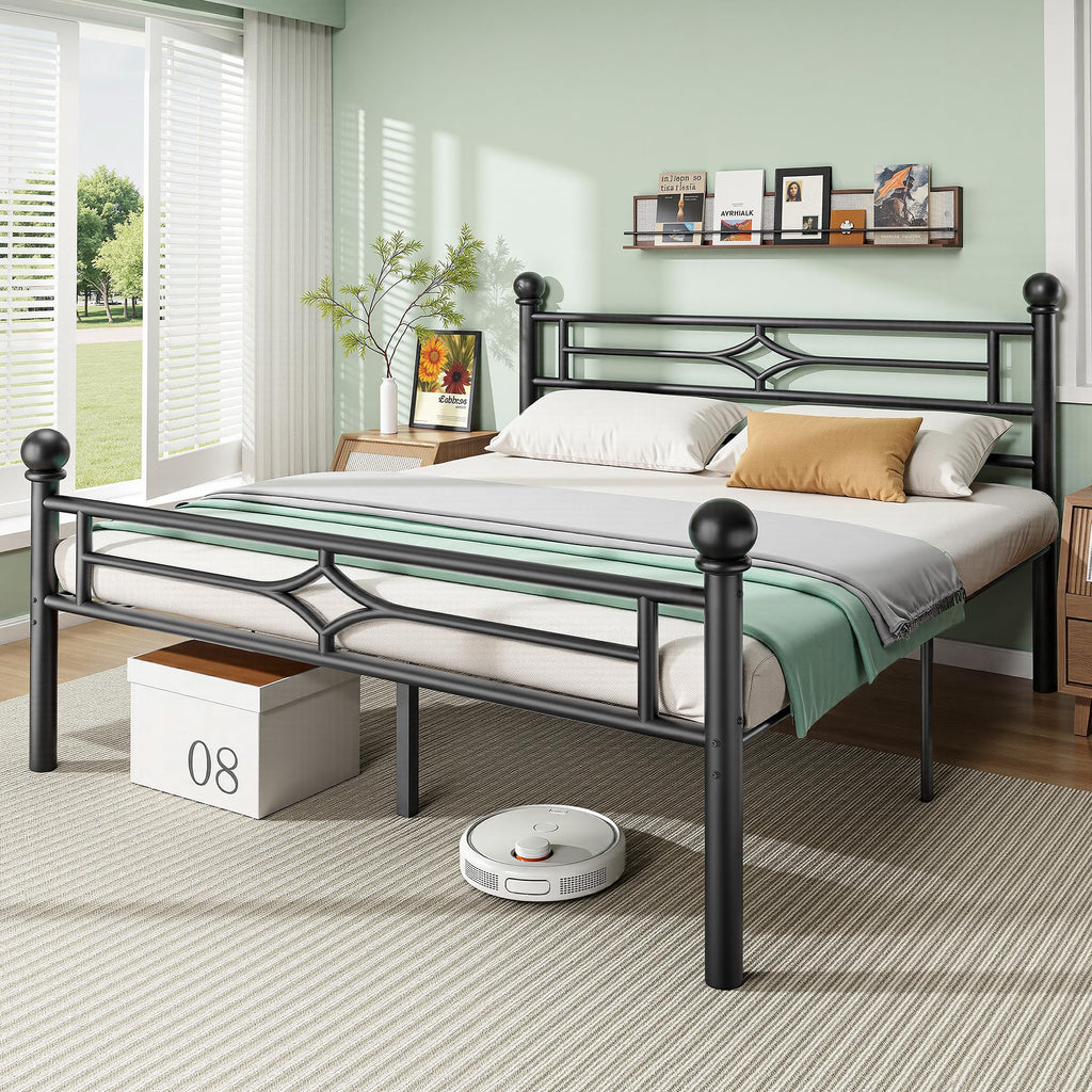 Black Full Metal Platform Bed Frame with Headboard and Footboard F63149